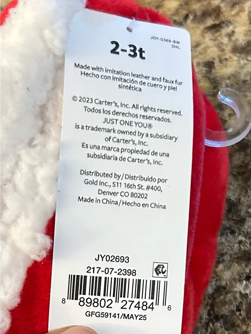 Carter's Just One You® Toddler Santa Slipper Socks - Red Size 2T-3T New